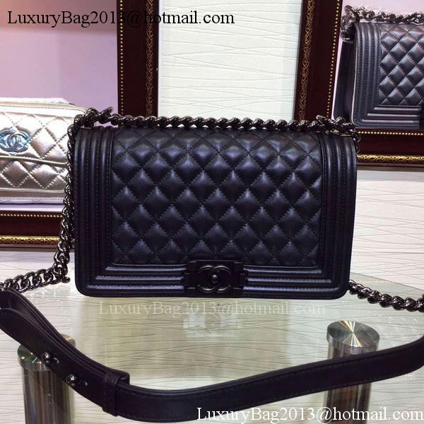 Boy Chanel Flap Shoulder Bag Sheepskin Leather A67086 Black