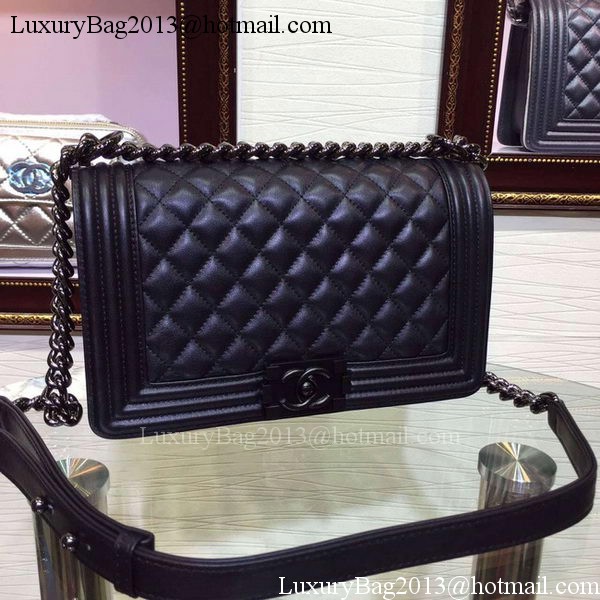 Boy Chanel Flap Shoulder Bag Sheepskin Leather A67086 Black