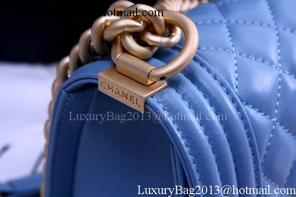 Boy Chanel Flap Shoulder Bag SkyBlue Sheepskin Leather A67086 Gold