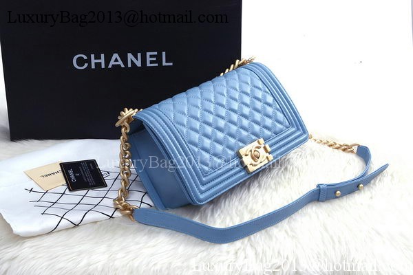 Boy Chanel Flap Shoulder Bag SkyBlue Sheepskin Leather A67086 Gold