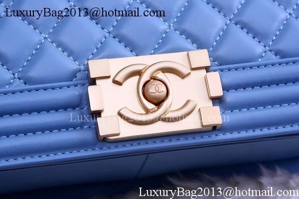 Boy Chanel Flap Shoulder Bag SkyBlue Sheepskin Leather A67086 Gold