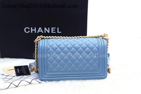 Boy Chanel Flap Shoulder Bag SkyBlue Sheepskin Leather A67086 Gold