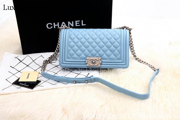 Boy Chanel Flap Shoulder Bag SkyBlue Sheepskin Leather A67086 Silver