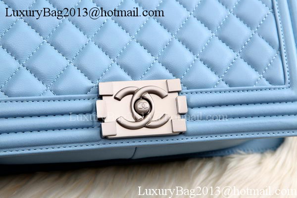 Boy Chanel Flap Shoulder Bag SkyBlue Sheepskin Leather A67086 Silver