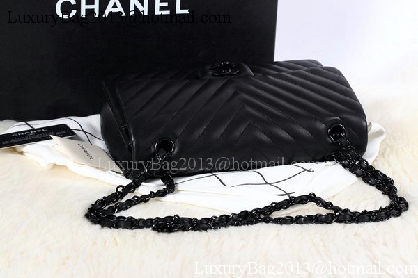 Chanel 2.55 Series Flap Bag Sheepskin Chevron Leather A1112 Black