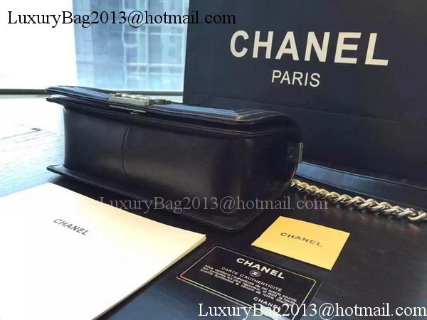 Chanel Boy Flap Shoulder Bag Black Python Leather A66095 Silver