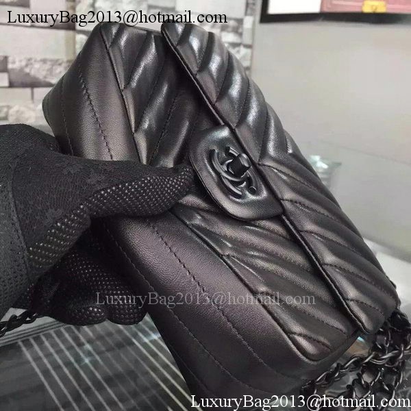 Chanel mini Classic Flap Bag Black Original Sheepskin Chevron Leather CHA5500 Black