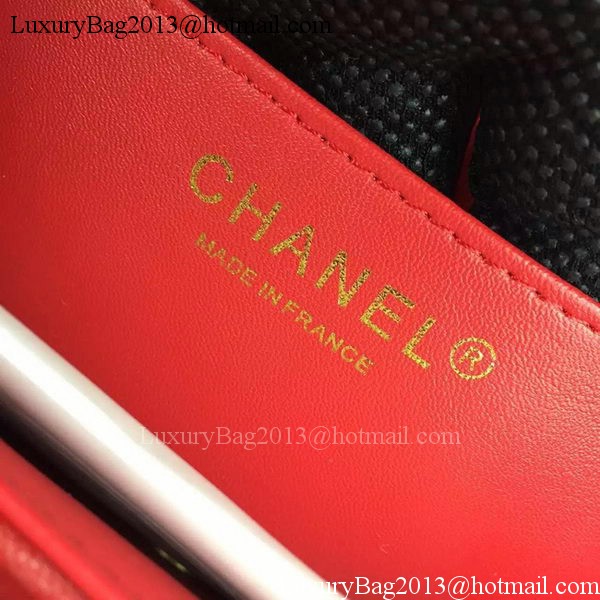 Chanel mini Classic Flap Bag Red Original Sheepskin Chevron Leather CHA5500 Gold