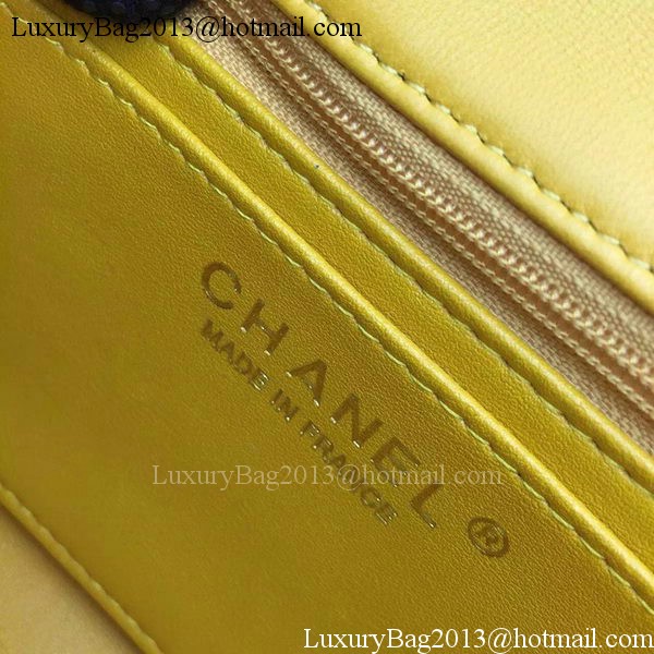 Chanel mini Classic Flap Bag Yellow Original Sheepskin Chevron Leather CHA5500 Gold