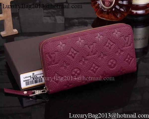 Louis Vuitton Monogram Empreinte Zippy Wallets M60017 Burgundy