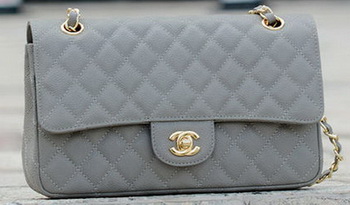 Chanel 2.55 Series Flap Bag Grey Cannage Pattern A1112 Gold