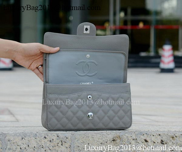 Chanel 2.55 Series Flap Bag Grey Cannage Pattern A1112 Silver