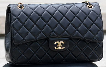 Chanel Jumbo Classic Black Sheepskin Flap Bag A58600 Gold