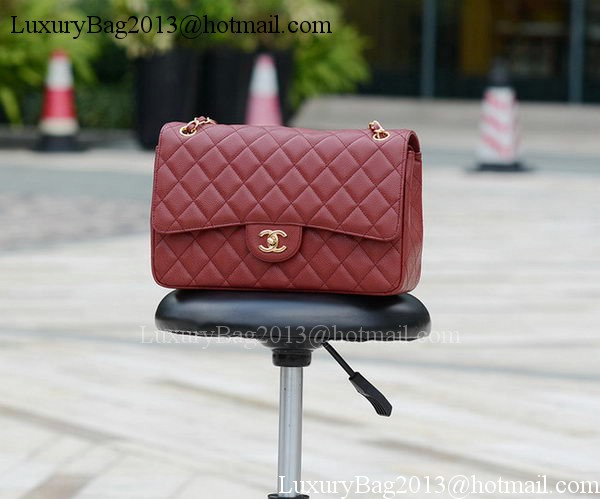 Chanel Jumbo Classic Burgundy Cannage Pattern Flap Bag A58600 Gold