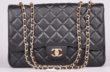 Chanel Jumbo Flap Bag Black Cannage Pattern A28600 Gold