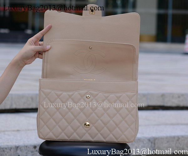 Chanel Maxi Quilted Classic Flap Bag Apricot Cannage Pattern A58601 Gold