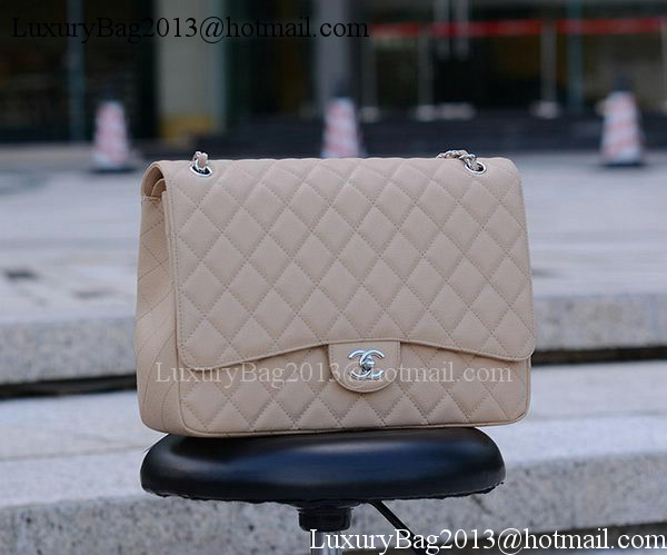 Chanel Maxi Quilted Classic Flap Bag Apricot Cannage Pattern A58601 Silver