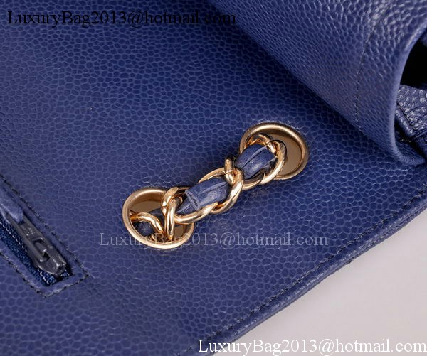 Chanel Maxi Quilted Classic Flap Bag Blue Cannage Pattern A58601 Gold