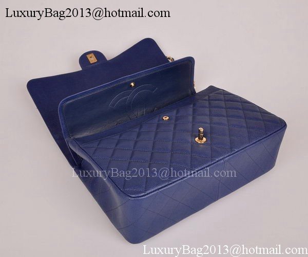 Chanel Maxi Quilted Classic Flap Bag Blue Cannage Pattern A58601 Gold