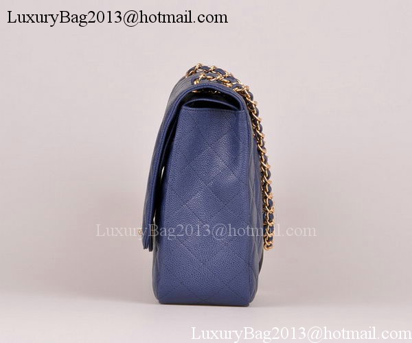 Chanel Maxi Quilted Classic Flap Bag Blue Cannage Pattern A58601 Gold