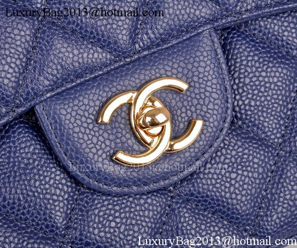 Chanel Maxi Quilted Classic Flap Bag Blue Cannage Pattern A58601 Gold