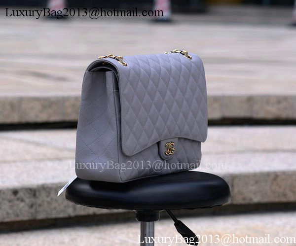 Chanel Maxi Quilted Classic Flap Bag Grey Cannage Pattern A58601 Gold