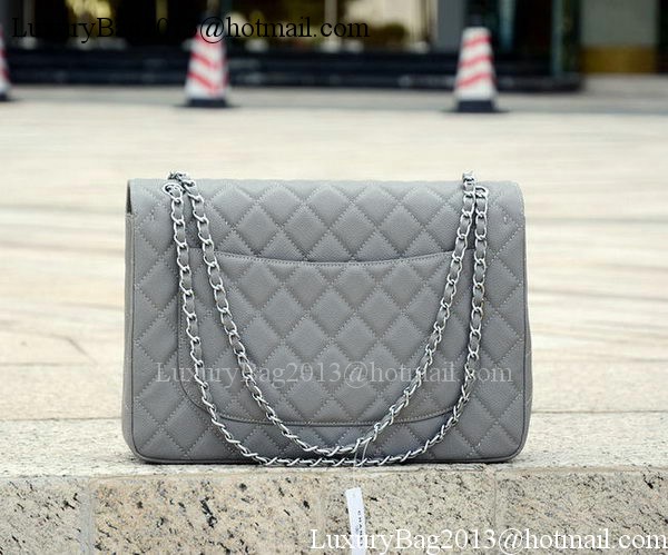 Chanel Maxi Quilted Classic Flap Bag Grey Cannage Pattern A58601 Silver