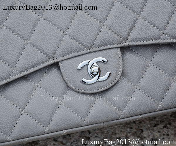 Chanel Maxi Quilted Classic Flap Bag Grey Cannage Pattern A58601 Silver