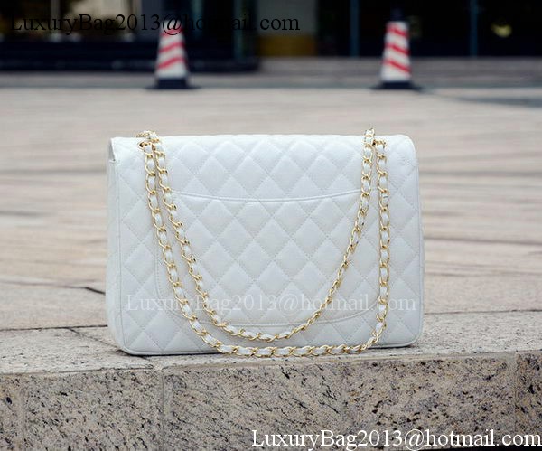 Chanel Maxi Quilted Classic Flap Bag White Cannage Pattern A58601 Gold