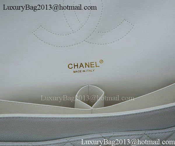 Chanel Maxi Quilted Classic Flap Bag White Cannage Pattern A58601 Gold