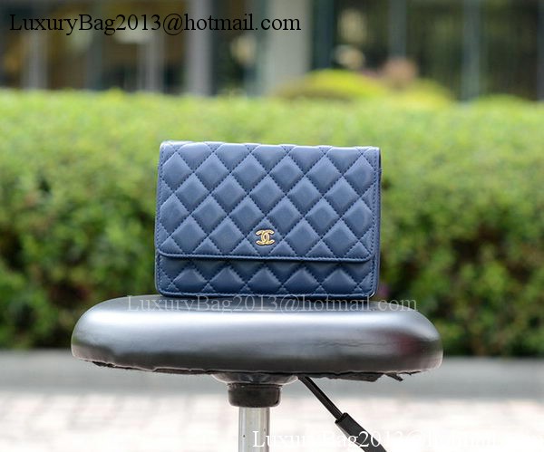 Chanel mini Flap Bags Blue Sheepskin Leather A33814 Gold