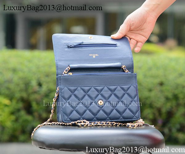 Chanel mini Flap Bags Blue Sheepskin Leather A33814 Gold