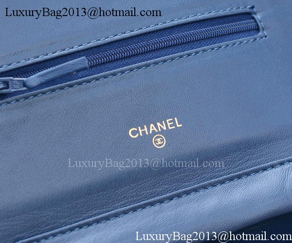 Chanel mini Flap Bags Blue Sheepskin Leather A33814 Gold