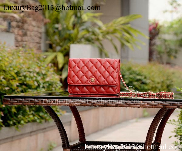 Chanel mini Flap Bags Red Sheepskin Leather A33814 Gold