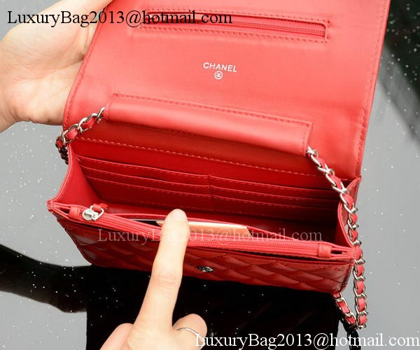 Chanel mini Flap Bags Red Sheepskin Leather A33814 Silver