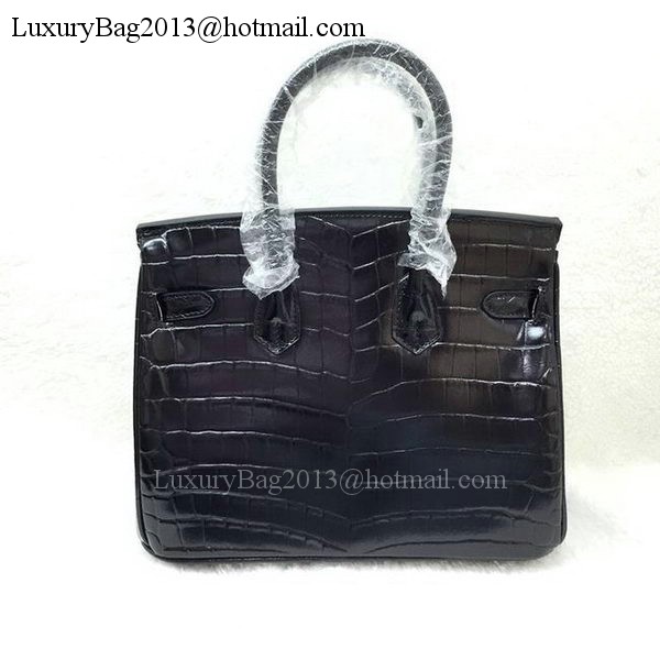 Hermes Birkin 25CM Tote Bag Croco Leather H25TCO Black