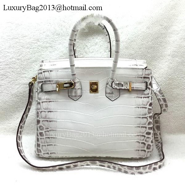 Hermes Birkin 25CM Tote Bag Croco Leather H25TCO OffWhite