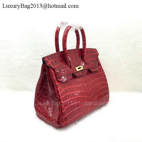 Hermes Birkin 25CM Tote Bag Croco Leather H25TCO Red