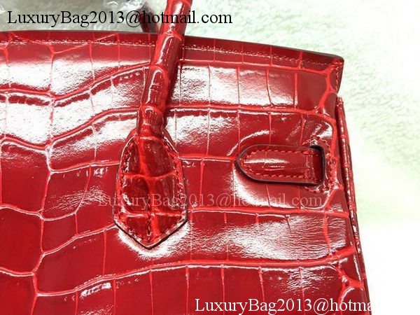 Hermes Birkin 25CM Tote Bag Croco Leather H25TCO Red