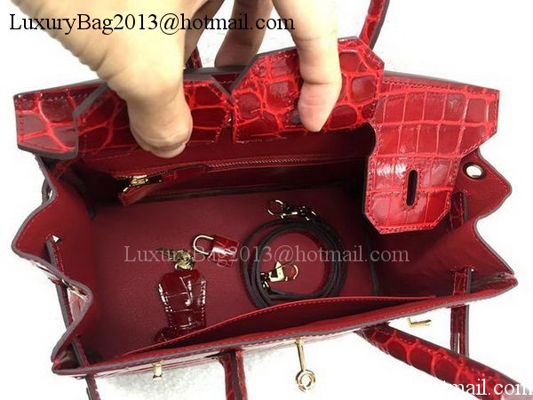 Hermes Birkin 25CM Tote Bag Croco Leather H25TCO Red