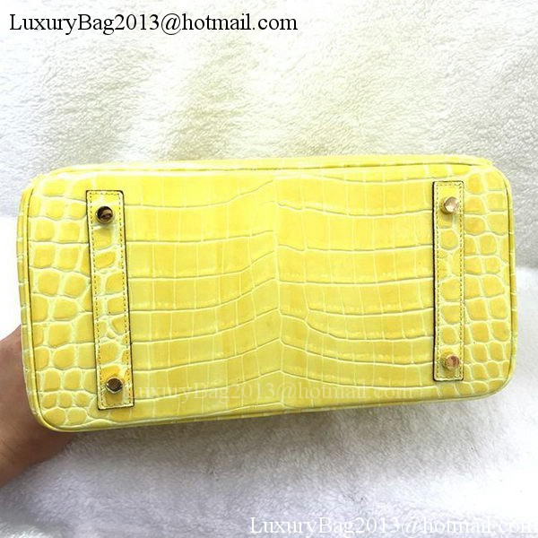 Hermes Birkin 25CM Tote Bag Croco Leather H25TCO Yellow