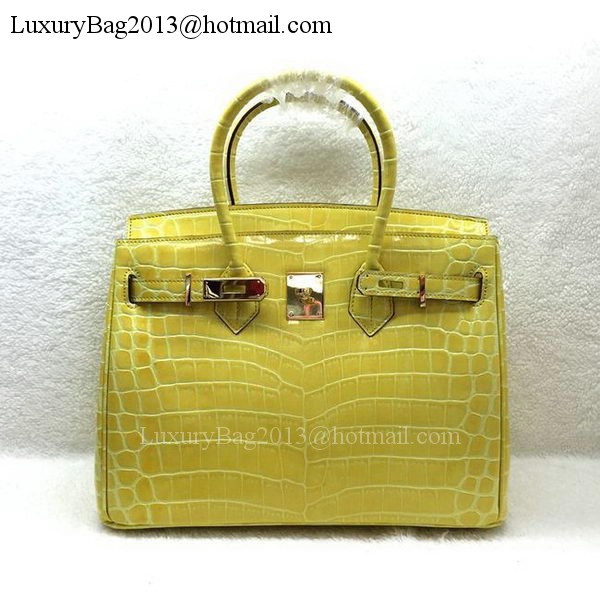 Hermes Birkin 25CM Tote Bag Croco Leather H25TCO Yellow