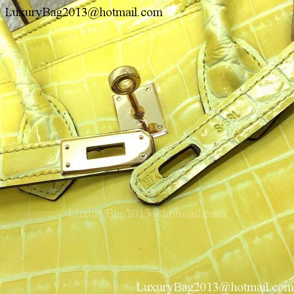 Hermes Birkin 25CM Tote Bag Croco Leather H25TCO Yellow