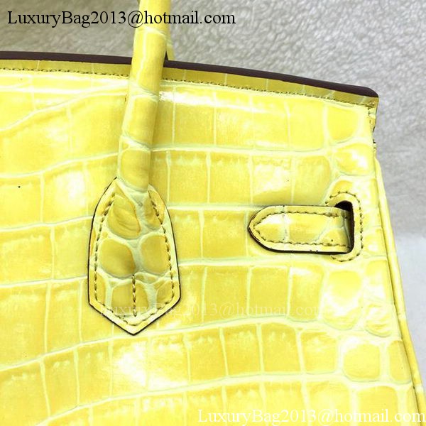 Hermes Birkin 25CM Tote Bag Croco Leather H25TCO Yellow