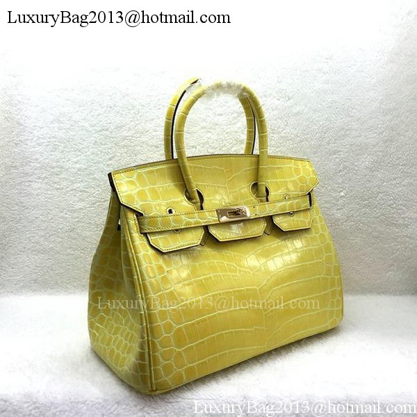 Hermes Birkin 25CM Tote Bag Croco Leather H25TCO Yellow