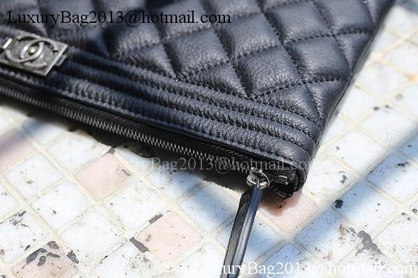 Boy Chanel Chevron Black Calfskin Leather Clutch A69253