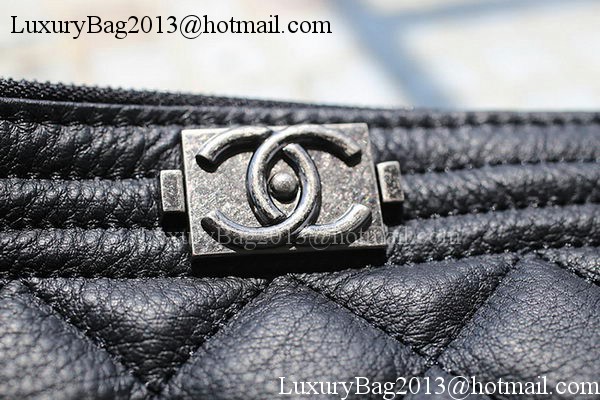 Boy Chanel Chevron Black Calfskin Leather Clutch A69253