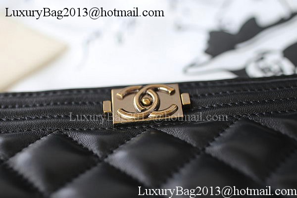 Boy Chanel Chevron Black Lambskin Leather Clutch A69253