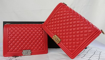 Boy Chanel Flap Shoulder Bag Original Cannage Pattern A67087 Red