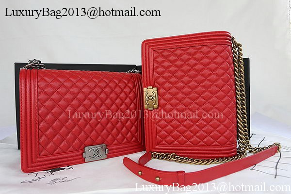 Boy Chanel Flap Shoulder Bag Original Cannage Pattern A67087 Red